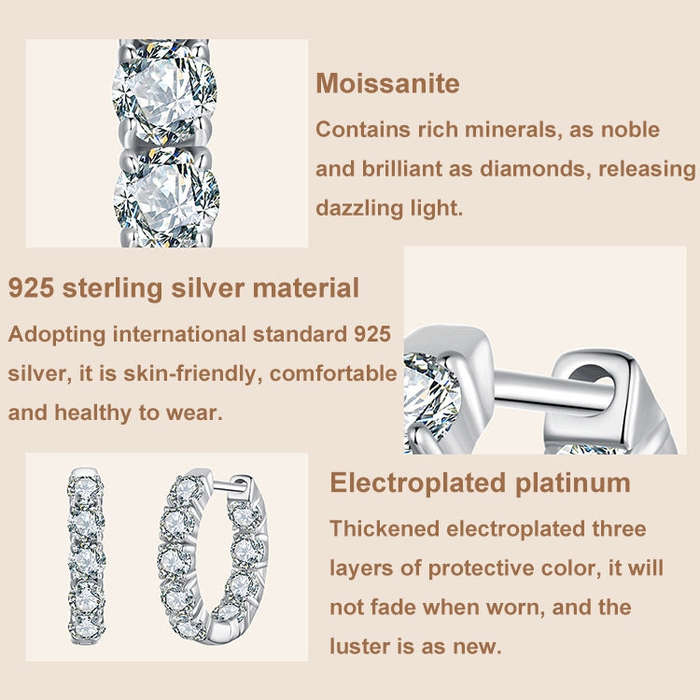 S925 Sterling Silver Platinum-plated Shining Moissanite Earrings(MSE069)