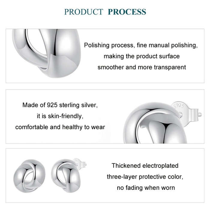 S925 Sterling Silver Metal Braided Earrings(BSE1115)