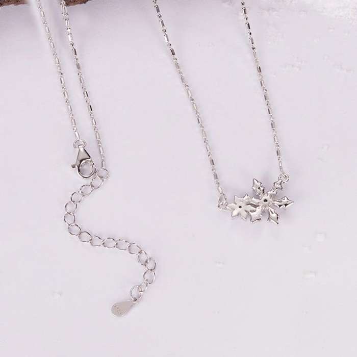 S925 Sterling Silver Platinum-plated Ice Flower Necklace(BSN417)