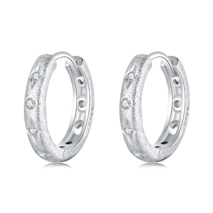 S925 Pure White Gold-Plated Silver Star Earrings(BSE1114)