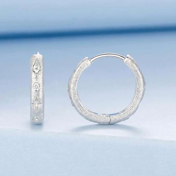 S925 Pure White Gold-Plated Silver Star Earrings(BSE1114)