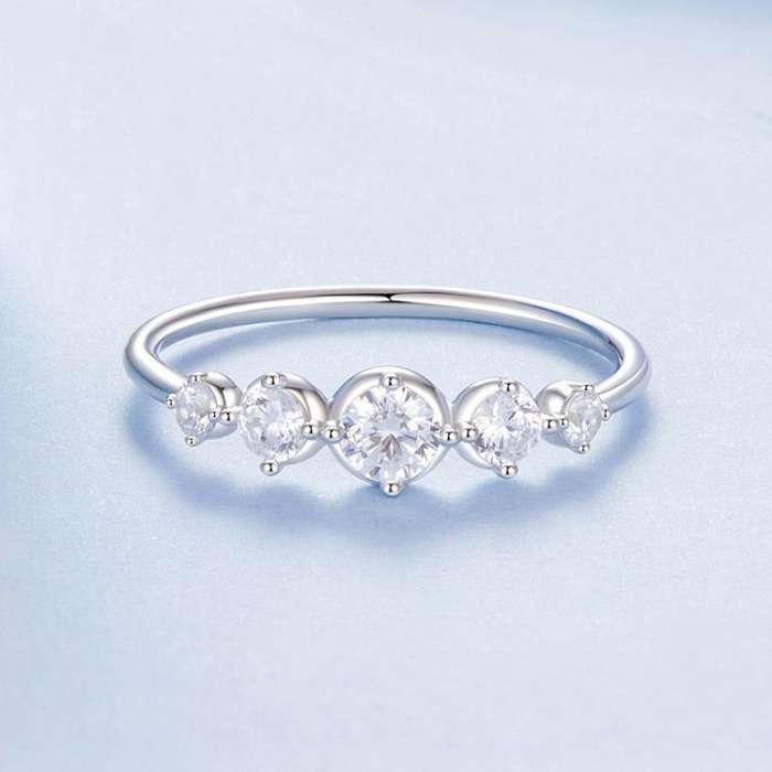 BSR620 S925 Sterling Silver Platinum-plated Shining Zircon Ring(8)