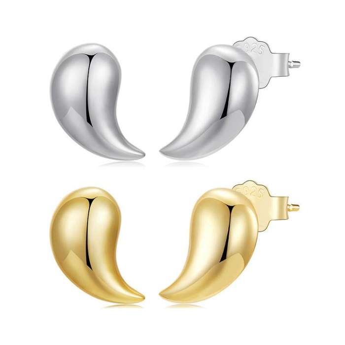 BSE1124 S925 Sterling Silver Metal Glossy Comma Shape Earrings, Spec: Oxidized