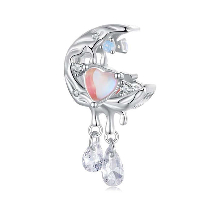 S925 Sterling Silver With Platinum DIY Fantasy Moon Tassel Beads(SCC2936)