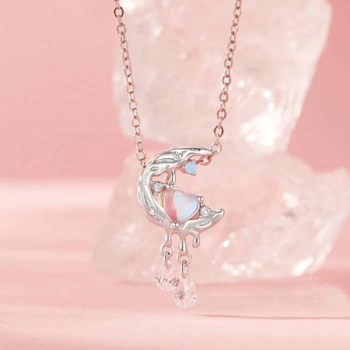 S925 Sterling Silver With Platinum DIY Fantasy Moon Tassel Beads(SCC2936)
