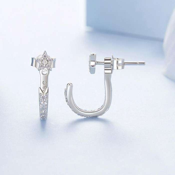 S925 Sterling Silver Platinum-Plated Meteor Earrings Star Earrings(BSE1127)