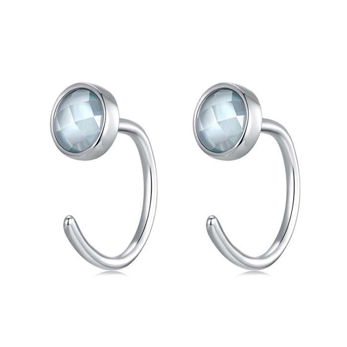 S925 Sterling Silver Platinum-Plated Blue Spike Ear Hook(BSE1129)