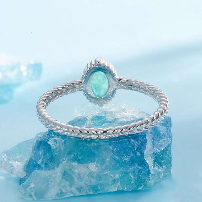 S925 Sterling Silver Platinum-Plated Amazonite Ring(6)