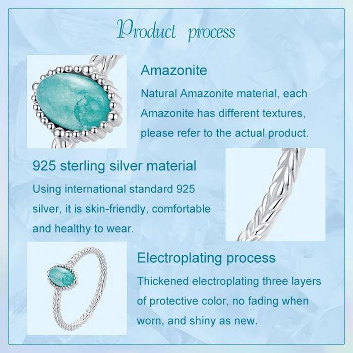 S925 Sterling Silver Platinum-Plated Amazonite Ring(6)