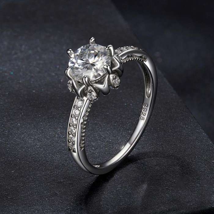 S925 Sterling Silver Moissanite Bud Inlaid Zircon Ring(7)