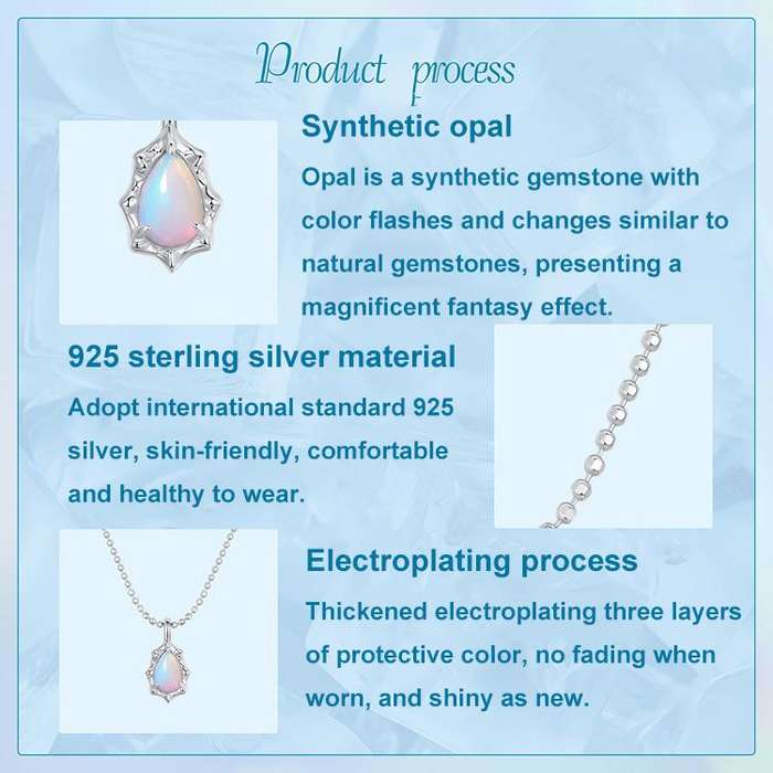 S925 Sterling Silver Platinum-plated Fantasy Aurora Opal Necklace(BSN412)