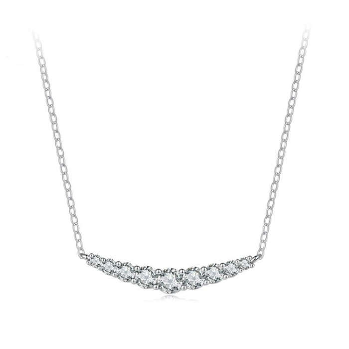 S925 Sterling Silver Smiling Moissanite Necklace Elegant Clavicle Chain(MSN041)