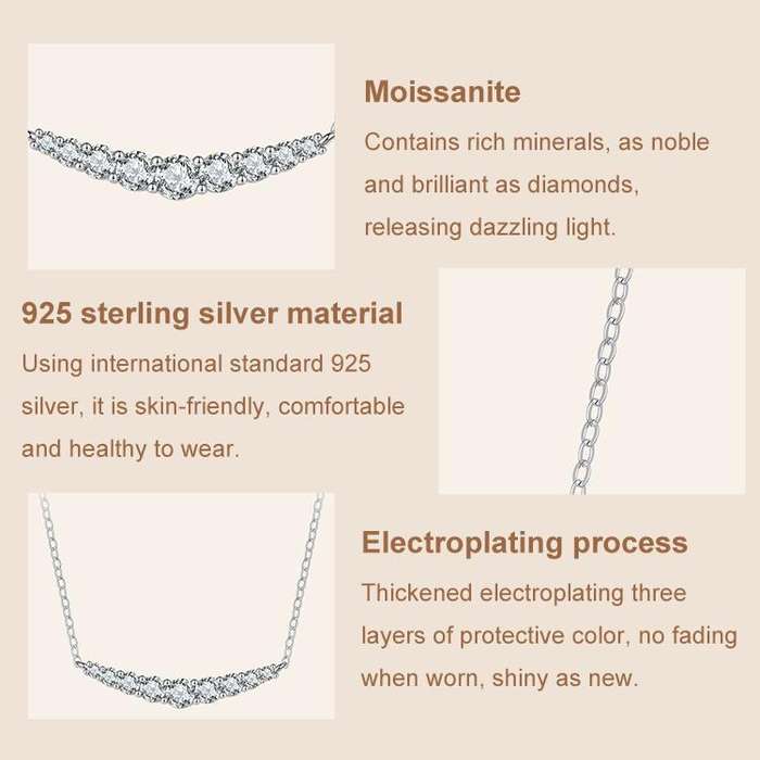 S925 Sterling Silver Smiling Moissanite Necklace Elegant Clavicle Chain(MSN041)