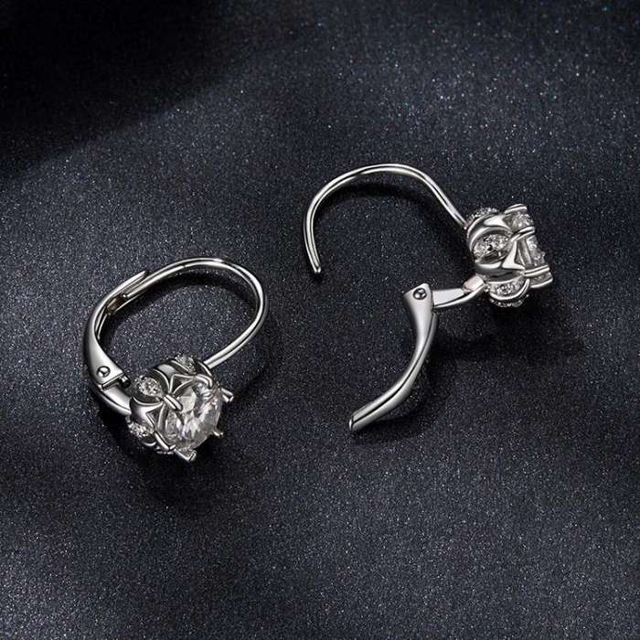 S925 Sterling Silver Platinum-Plated Shining Moissanite Bud Earrings(MSE079)
