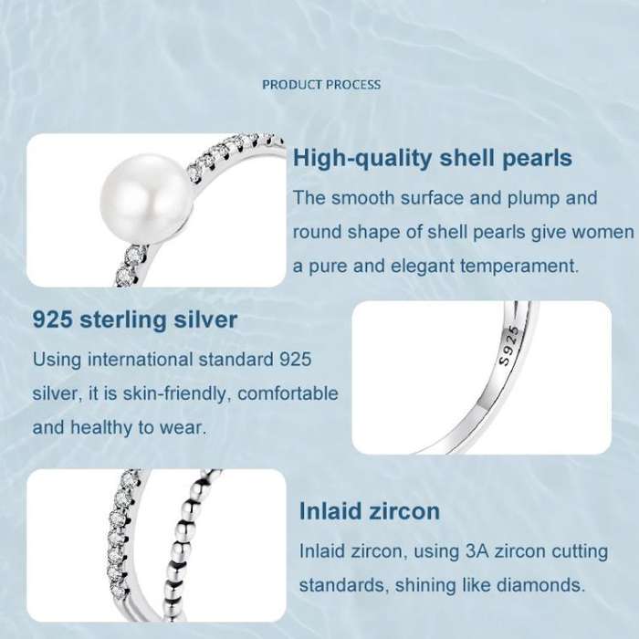 S925 Sterling Silver Natural Freshwater Pearl Double-layer Ring Elegant Temperament Ring(8)