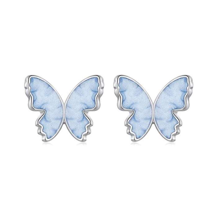 S925 Sterling Silver Butterfly Earrings Fresh Animal Earrings(SCE1823)