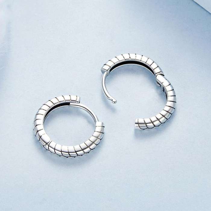 S925 Sterling Silver Oxidized Snake Pattern Earrings(BSE1175)