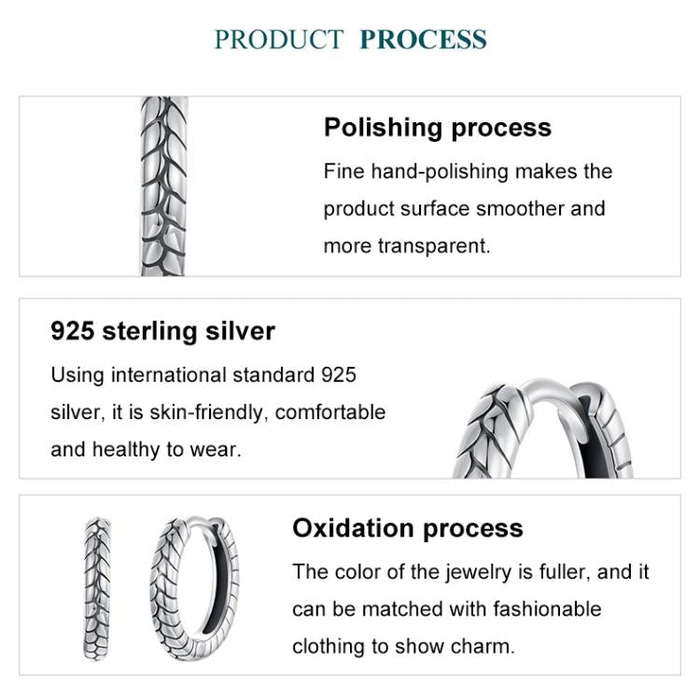 S925 Sterling Silver Oxidized Snake Pattern Earrings(BSE1175)