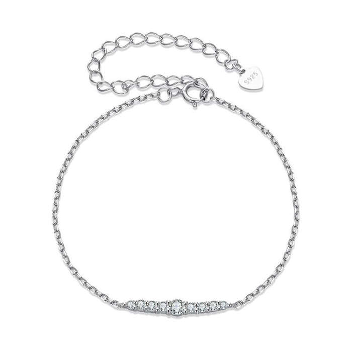 S925 Sterling Silver Platinum-Plated Fine Flash Moissanite Bracelet(MSB023)
