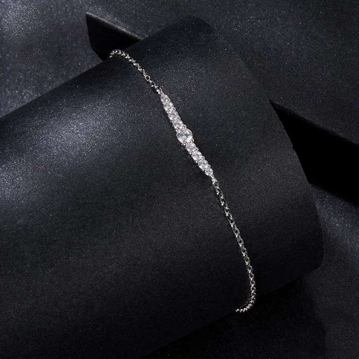 S925 Sterling Silver Platinum-Plated Fine Flash Moissanite Bracelet(MSB023)