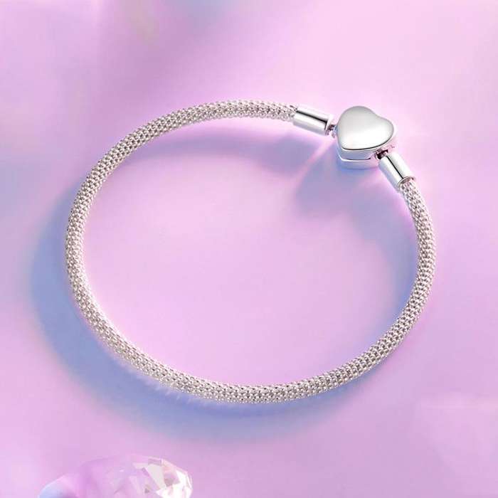 S925 Sterling Silver Heart DIY Basic Chain, Size: 19cm