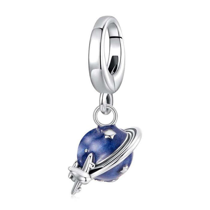 S925 Sterling Silver Global Travel Pendant Openable Buckle Head Beads(SCC3030)