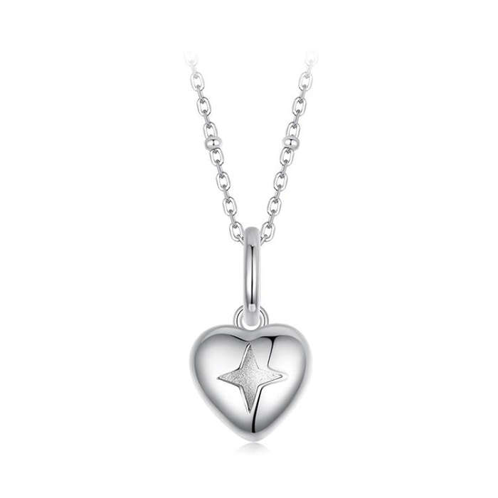 S925 Sterling Silver Heart Jewelry Necklace(BSN421)
