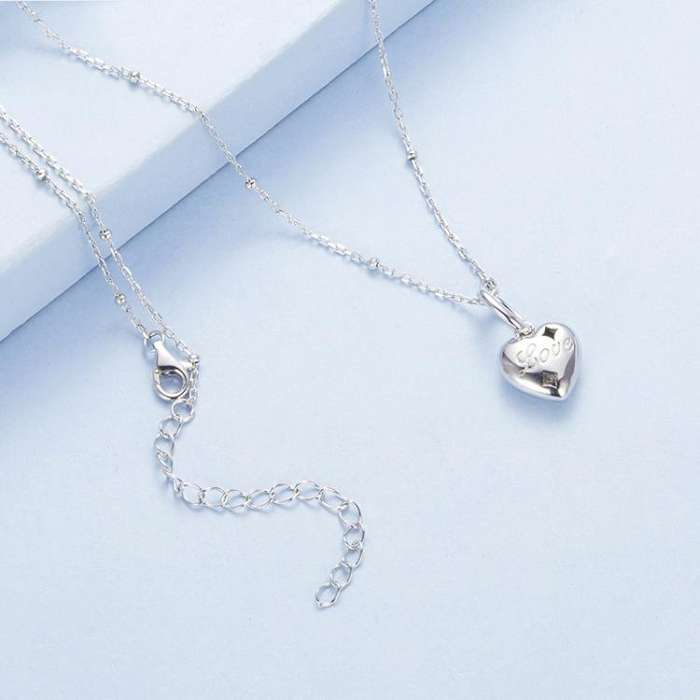 S925 Sterling Silver Heart Jewelry Necklace(BSN421)