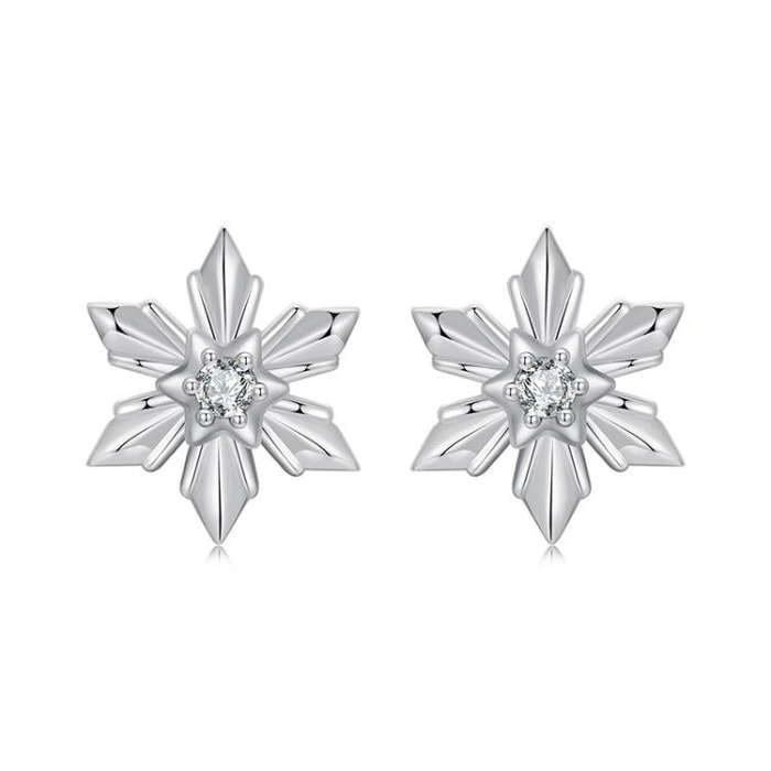 S925 Sterling Silver Oxidized Snowflake Earrings(SCE1841)