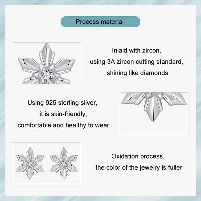 S925 Sterling Silver Oxidized Snowflake Earrings(SCE1841)