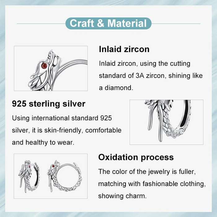 S925 Sterling Silver Oxidized Flying Dragon Earrings(SCE1839)