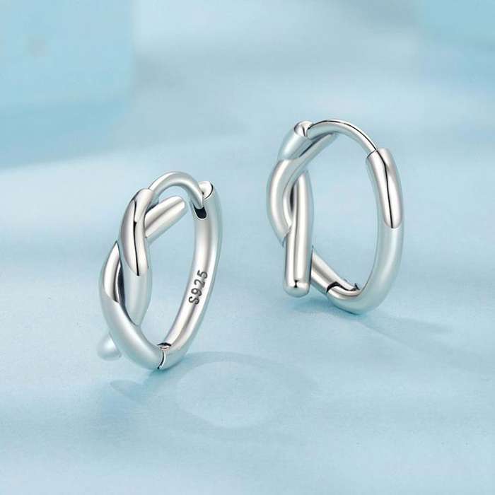 S925 Sterling Silver Oxidized Twist Knot Earrings Twisted Rope Earrings(SCE1837)