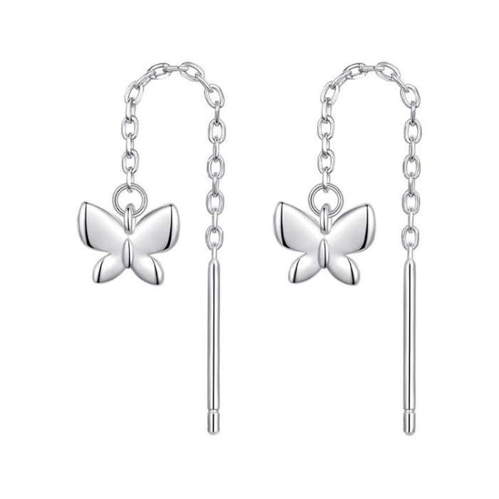 S925 Sterling Silver Platinum-Plated Butterfly Earrings(SCE1831)