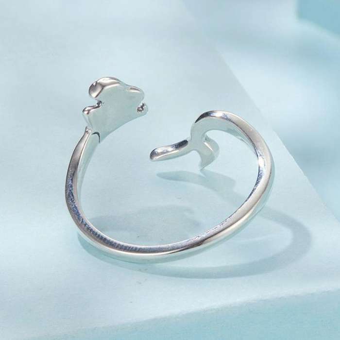 S925 Sterling Silver Oxidized Mermaid Adjustable Ring(SCR1096-E)