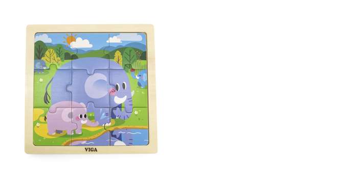 VIga Elephant Wooden Puzzle 9 Pcs