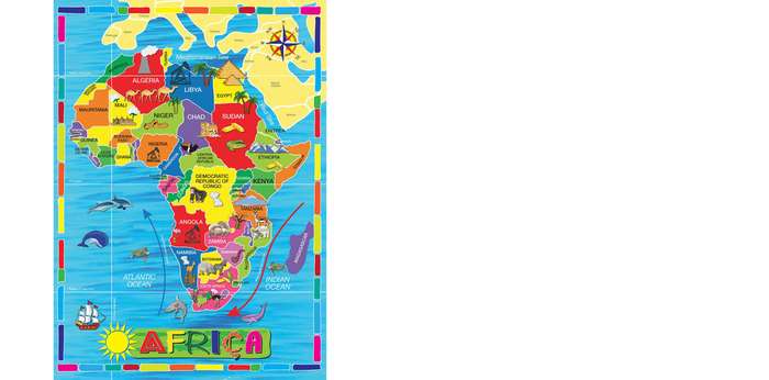 Map of Africa Wooden Jigsaw Puzzle 36 Pcs