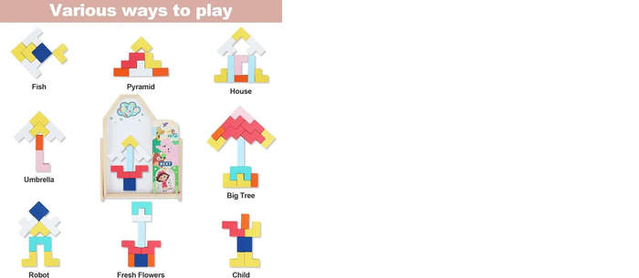 Multifunctional 3D Tetris Wooden Board