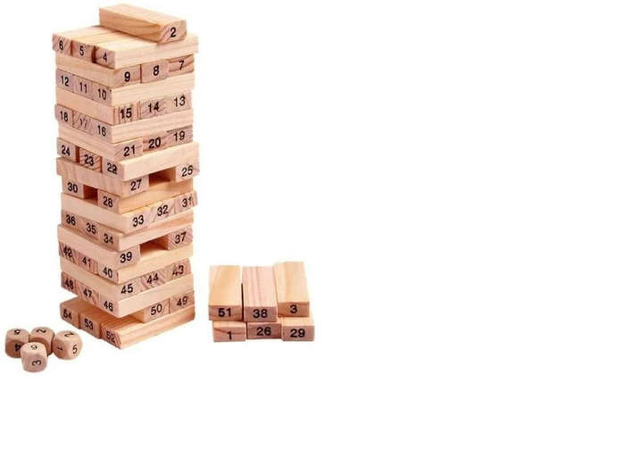 Wooden Stacking Tumbling Tower Game  54 Numbered Blocks