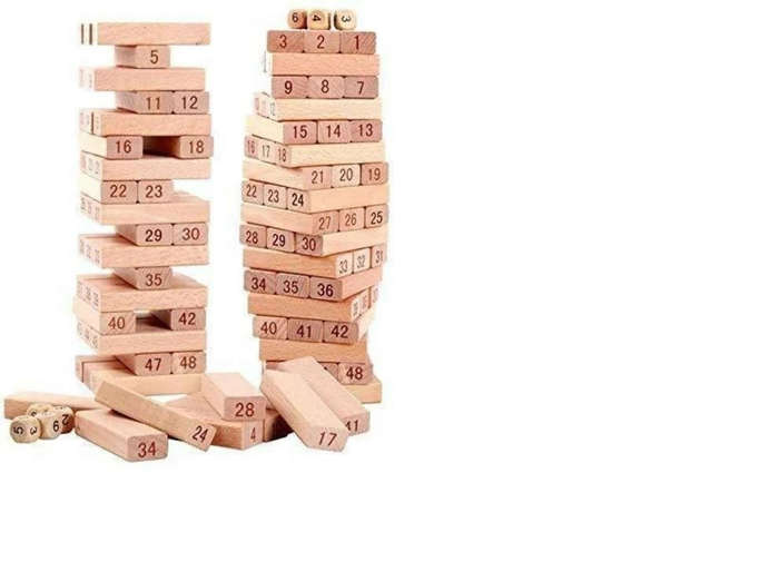 Wooden Stacking Tumbling Tower Game  54 Numbered Blocks