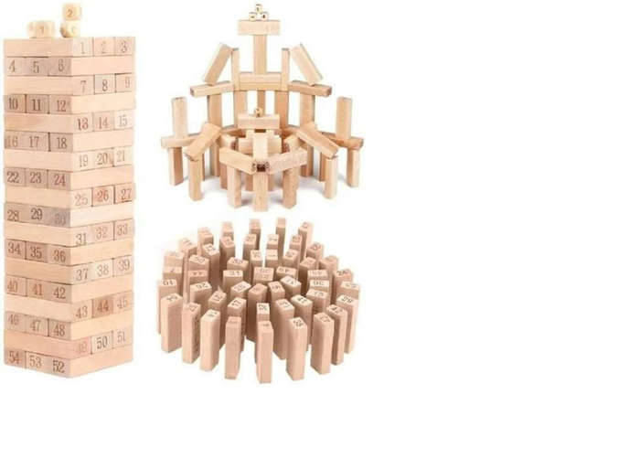 Wooden Stacking Tumbling Tower Game  54 Numbered Blocks