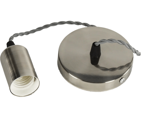 FLAT GUN METAL PENDANT LAMP HOLDER