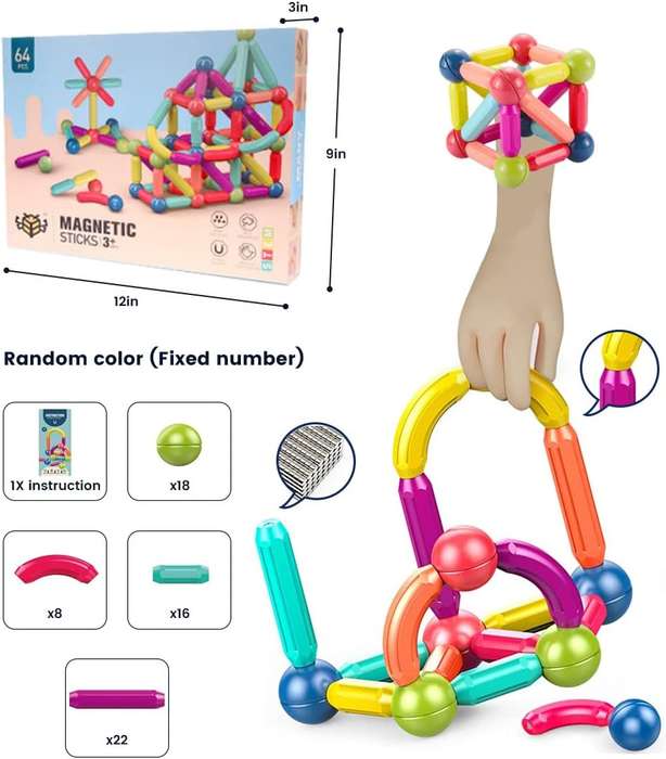 64 Piece Of Construction Magnetic Building Blocks Set AY-129