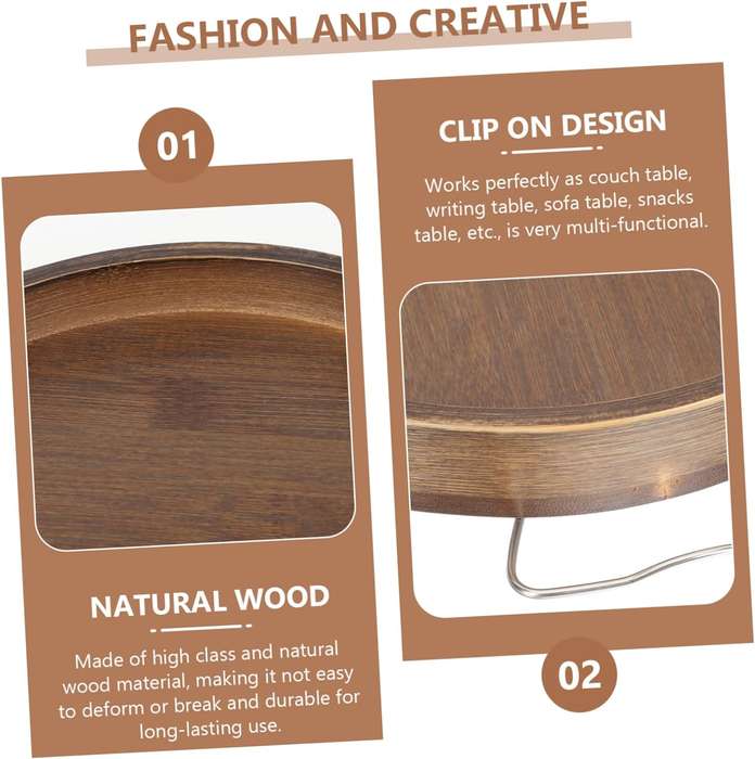 25cm Wooden Clip-On Sofa Armrest Tray Table X59-ST250
