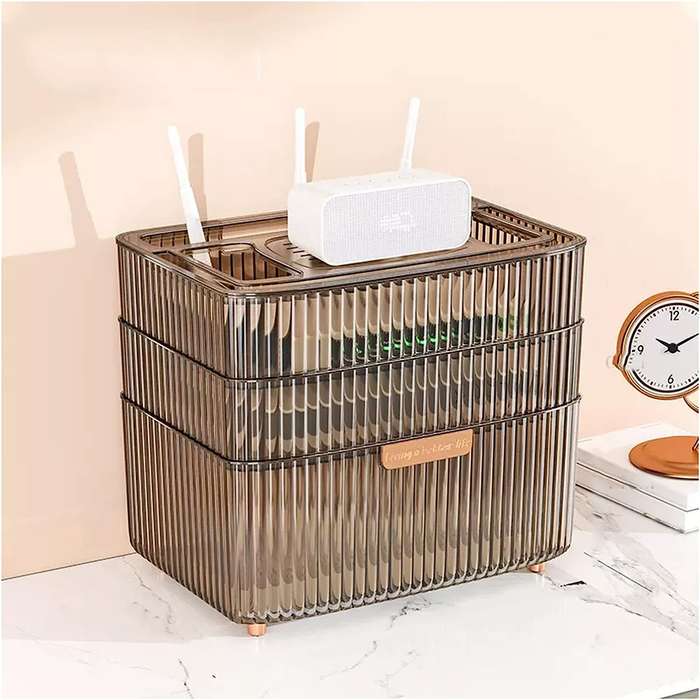 Multi-Purpose 3 Layer Organizer Wifi Router Storage Box JL-6692 BLACK