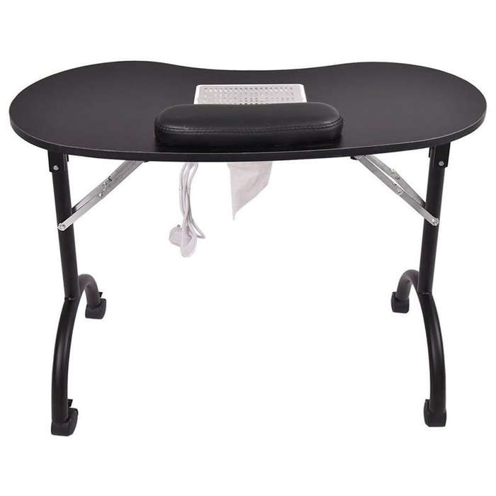 Folding Manicure Desk/Table with Electric Dust Collector and Wrist Pad BLACK BG-MJZ