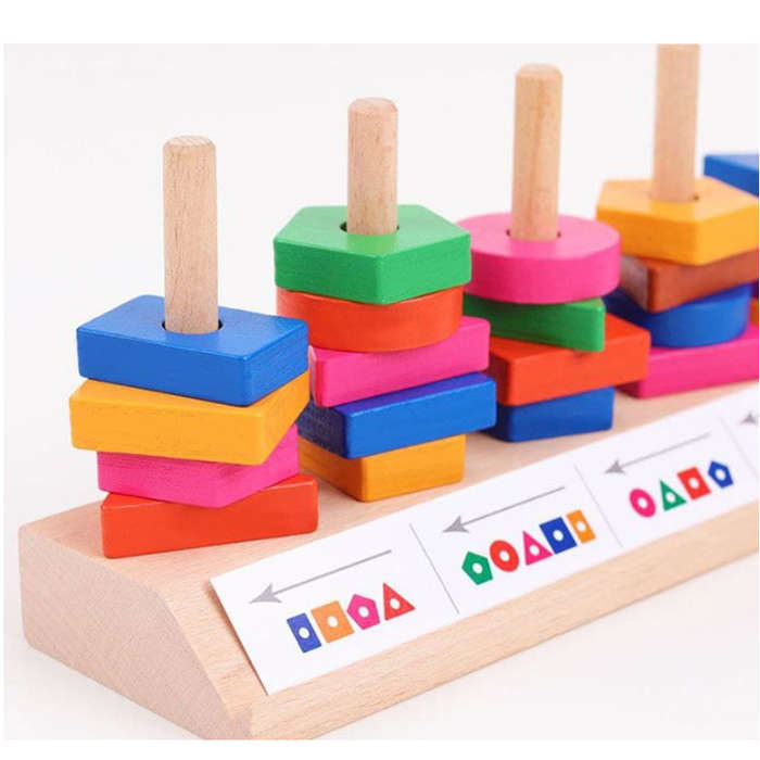 49 Piece Wooden Building Blocks & Matching Puzzle Game F47-88-23