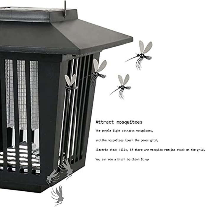 Solar Powered Zapper Enhanced Outdoor Flying Insect Killer FA-905-2
