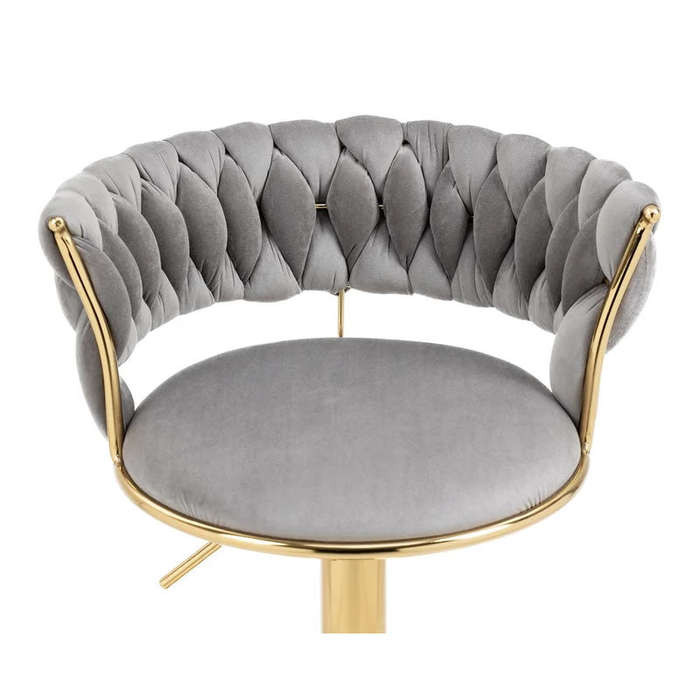 Set of 2 Velvet Swivel Luxury Bar Stool - HZ882 GREY