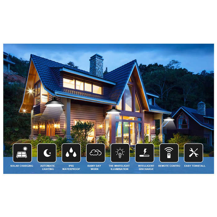 Solar Powered 2 Heads Flood LED Lights With Remote Control Q-LD031