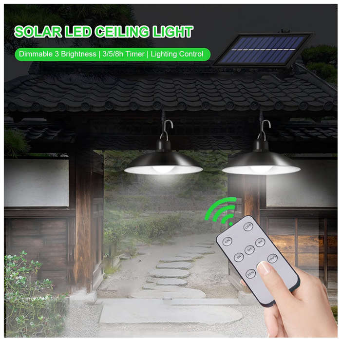 Solar Powered 2 Heads Flood LED Lights With Remote Control Q-LD031